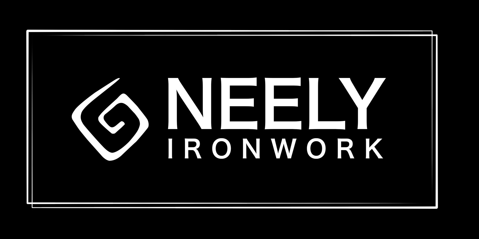 Neely Ironwork logo in white on black