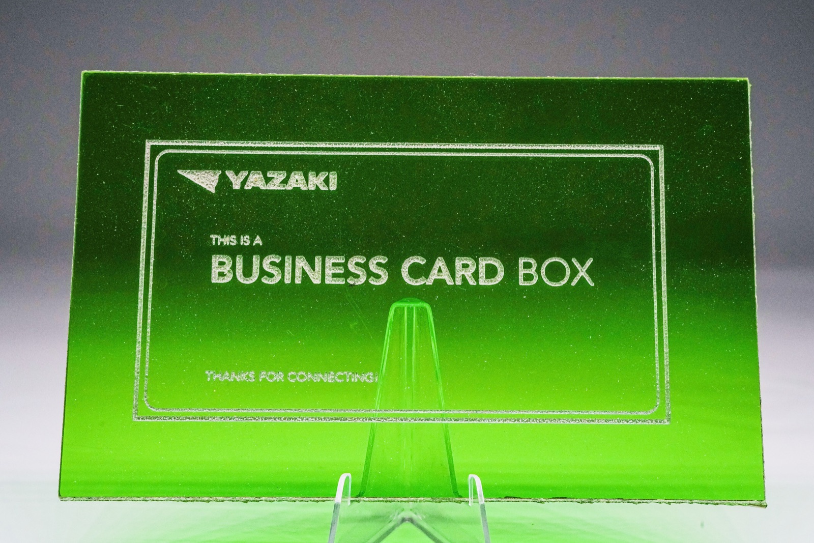 Green laser-cut acrylic business card box