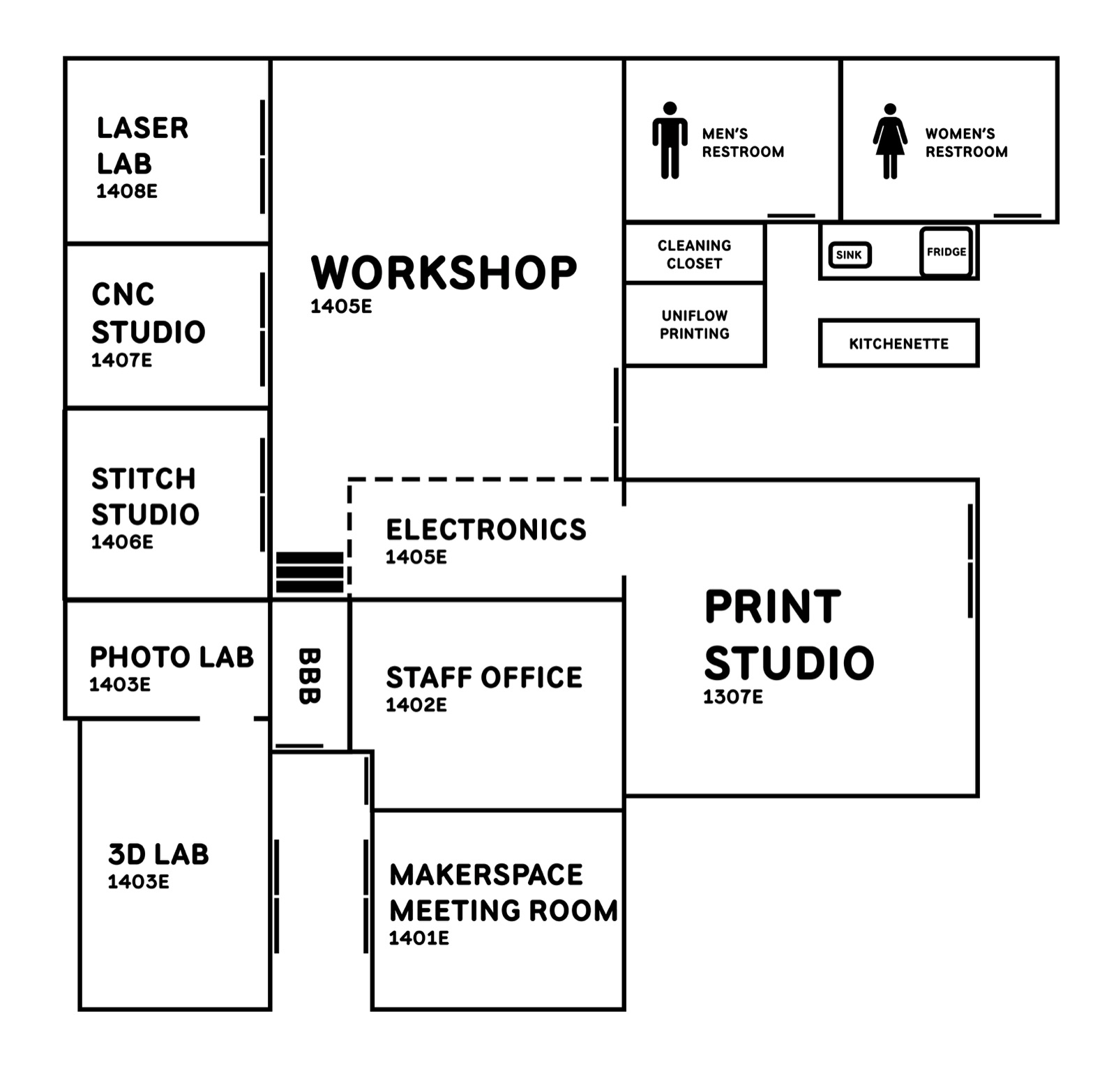 Floor map of the Makerspace rooms