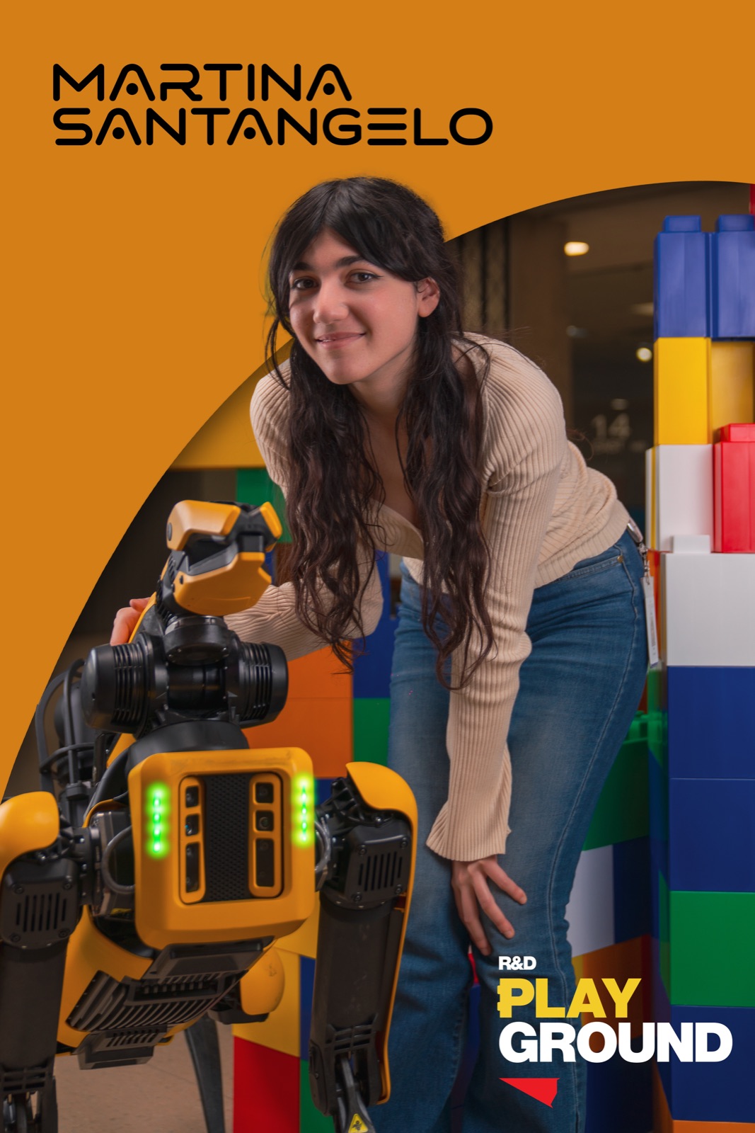 Intern poster with a yellow quadruped robot