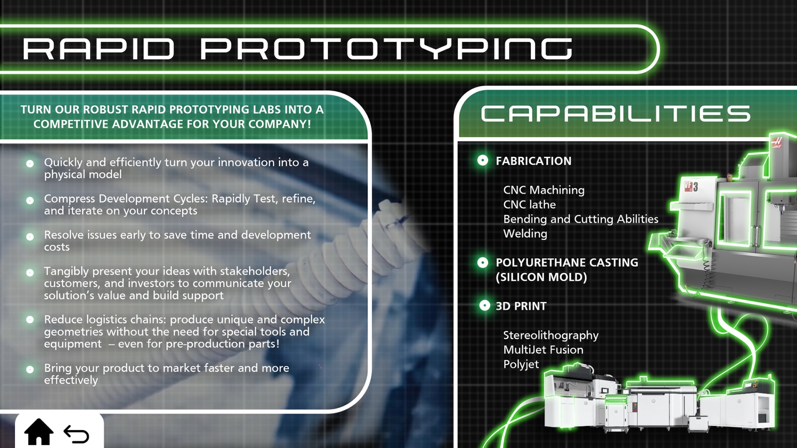 Rapid Prototyping screen from an interactive kiosk