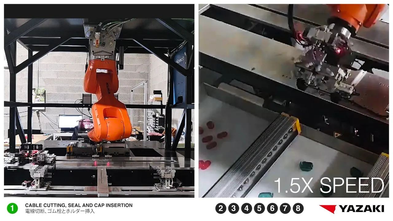 Cutting cable, seal and cap insertion
